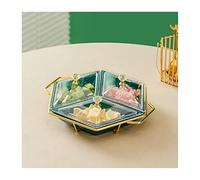 LINKIO Assiette de Grignotage Accueil plateau en céramique à trois compartiments forme de losange et étagère assiette snack restaurant moderne snacks bonbons fruits secs Assiettes de Dessert