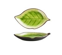 LINKIO Assiette de Grignotage Plat à trempette en forme de feuille, plat collation céramique pouvant contenir des nachos, chips, hot corn dogs, la crème glacée et plus encore Assiettes de Dessert