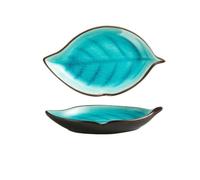 LINKIO Assiette de Grignotage Plat à trempette en forme de feuille, plat collation céramique pouvant contenir des nachos, chips, hot corn dogs, la crème glacée et plus encore Assiettes de Dessert