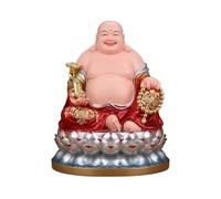 LINKIO Statue de Bouddha Intérieure Zen - Bouddha Rieur en Résine, Décoration Porte-Bonheur, Salle De Bouddha, Culte, Statue De Bouddha, Salon, Artisanat D'étude Décoration de Méditation