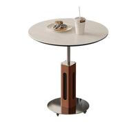 LINKIO Table D'appoint Rustique Table d'appoint Mobile rétro à roulettes, idéale for Un Petit Appartement, Salon ou Une Table Basse Ronde relevable Table De Bout pour Le Salon