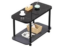 LINKIO Table D'appoint Rustique Table d'appoint Mobile, Table Centrale de Salon Minimaliste, Petite Basse, Meuble canapé, d'angle en Verre Double Couche Table De Bout pour Le Salon