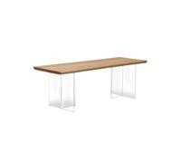 LINKIO Table de Cuisine Moderne Table à Manger en Bois Massif, Style Wabi-sabi, Table thé Simple Acrylique(160cm)