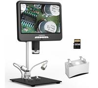 LINKMICRO LM207S Microscope numérique HDMI avec écran de 7 pouces, microscope à pièces de monnaie avec 8 lumières LED pour pièces d'erreur, microscope à souder pour adulte, caméra pour électronique,