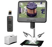 LINKMICRO LM210 Microscope numérique LCD 25,8 cm avec vue complète pour pièces d'erreur, microscope à souder pour réparation électronique, loupe de pièces 260x avec lumières, [support de microscope de