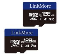 LinkMore Carte 128 Go (Lot de 2 Cartes) Micro SDXC, A1, UHS-I, U3, V30, Classe 10, Adaptateur SD Inclus
