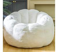 LinkRomat Pouf poire avec rembourrage, en fausse fourrure pour adultes avec soutien du dossier bas, accoudoirs, pouf moelleux avec structure confortable pour chambre à coucher, salon, jeu, blanc