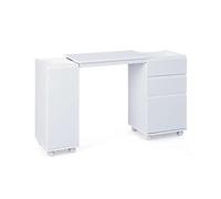 Inter Link - Bureau - Bureau extensible - Bureau fonctionnel - Meuble extensible - Blanc laqué - Laptop Office