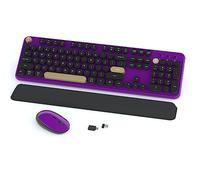 Links9+ Ensemble clavier et souris rétro sans fil, pleine taille, connexion 2,4 GHz et souris optique pour Windows, Mac, PC, ordinateur portable pour la maison et le bureau