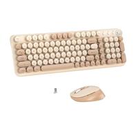 Links9+ Ensemble clavier et souris sans fil, style rétro de type machine à écrire, récepteur USB 2,4 GHz, prêt à l'emploi, clavier et souris pour ordinateur, ordinateur portable, Windows, Mac et PC