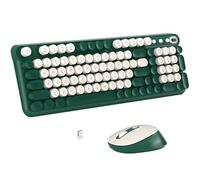 Links9+ Ensemble clavier sans fil et souris optique, clavier rétro 2,4 GHz pour machine à écrire Windows, Mac, PC et ordinateur portable (vert)