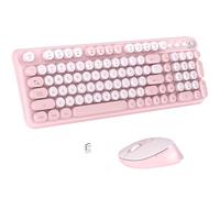 Links9+ Ensemble clavier sans fil et souris optique, clavier rétro 2,4 GHz pour machine à écrire Windows, Mac, PC et ordinateur portable (rose)