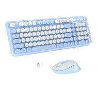 Links9+ Ensemble clavier sans fil et souris optique, clavier rétro 2,4 GHz pour machine à écrire Windows, Mac, PC et ordinateur portable (bleu)