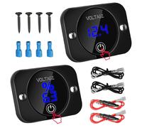 Linkstyle 2 Pièces DC 12V 24V Voltmètre Numérique LED, Testeur de Batterie Étanche avec Protection Inversion Polarité pour Voiture Moto Camion Bateau, Bleu