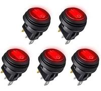 Linkstyle 5PCS Interrupteur Bascule Etanche, 12V 3 Broches SPST on/Off Round Rocker Switch avec LED Rouge pour Voiture Bateau