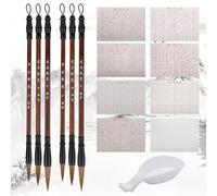 Linkstyle Ensemble de calligraphie chinoise sans encre 23 pièces, 16 feuilles de papier à écrire, 6 pinceaux de calligraphie traditionnels, bol d'eau pour débutants