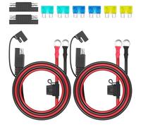 Linkstyle Lot de 2 faisceaux de bornes SAE vers joint torique 10 AWG, connecteurs de batterie SAE de 60 cm, câble d'extension de batterie SAE à déconnexion rapide avec fusibles 15 A/20 A/30 A
