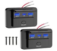 Linkstyle Lot de 2 prises USB pour camping-car, double QC3.0 USB A et PD3.0 de type C, charge rapide avec interrupteur marche/arrêt pour voiture, bateau 12 V/24 V