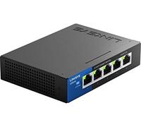 Linksys LGS105 Commutateur réseau Gigabit Ethernet Non géré avec boîtier en métal, 5 Ports, Noir/Bleu