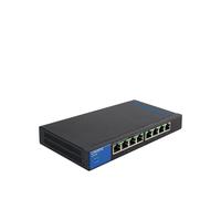 Linksys LGS108P-EU : Commutateur 8 Ports Gigabit Ethernet, Non-Géré, QoS, PoE+ (4 ports, 50W), Boîtier Métal, Montage Mural, 16 Gbit/s