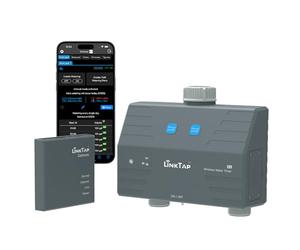 LinkTap D1 Programmateur d'arrosage Intelligent et Gateway, 2 Zones distinctes, Débitmètres intégrés, Adaptation météo, Détection et Notification d'Erreurs, Portée Plus Large Que WiFi, IP66