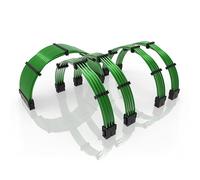 LINKUP - 30cm Câble d’Extension PSU w/Manchon | Conception Personnalisable l’Alimentation GPU| Tressés w/Kit Peignes pour Câbles| 1x24P (20+4)| 2x8P (4+4) CPU| 2x8P (6+2) GPU| 300mm - Vert Métallique