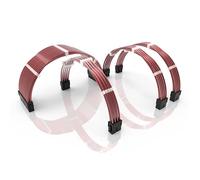 LINKUP - 30cm Câble d’Extension PSU w/Manchon | Conception Personnalisable l’Alimentation GPU| Tressés w/Kit Peignes pour Câbles | 1x24P(20+4)| 1x8P(4+4) CPU| 2x8P(6+2) GPU Set| 300mm Rose Métallique