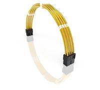 LINKUP - 50cm 8-Broches (6+2) GPU PCI-E PSU Alimentation Câble d'Extension PC Mod Personnalisé à Manches Tressées avec Peigne | Pack Unique | 500mm - Or Métallique