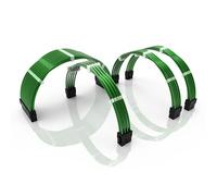 LINKUP - 50cm Câble d’Extension PSU w/Manchon | Conception Personnalisable l’Alimentation GPU| Tressés w/Kit Peignes pour Câbles | 1x24P(20+4)| 1x8P(4+4) CPU| 2x8P(6+2) GPU Set| 500mm Vert Métallique