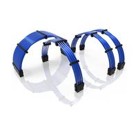 LINKUP - 50cm Câble d’Extension PSU w/Manchon | Conception Personnalisable l’Alimentation GPU| Tressés w/Kit Peignes pour Câbles | 1x24P(20+4)| 1x8P(4+4) CPU| 2x8P(6+2) GPU Set| 500mm Bleu Métallique