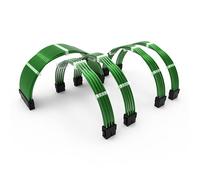 LINKUP - 50cm Câble d’Extension PSU w/Manchon┃Conception Personnalisable l’Alimentation GPU┃Tressés w/Kit Peignes pour Câbles┃1x24P (20+4)┃2x8P (4+4) CPU┃2x8P (6+2) GPU┃500mm - Vert Métallique