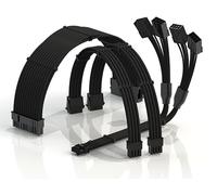 LINKUP - Adaptateurs d'alimentation PCIE 5.0 AVA 4-en-1 12VHPWR|600W 16AWG|pour Tous Les PSU|Évalués UL, Gaine Gainée|Kit de 4 pour Les GPU RTX5000 RTX4000|Élevez Les Performances de Jeu|40cm Noir