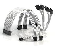 LINKUP - Adaptateurs d'alimentation PCIE 5.0 AVA 4-en-1 12VHPWR|600W 16AWG|pour Tous Les PSU|Évalués UL, Gaine Gainée|Kit de 4 pour Les GPU RTX5000 RTX4000|Élevez Les Performances de Jeu| 40cm Blanc