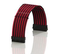 LINKUP - AVA 30cm 24-Broches ATX (20+4) pour Carte mère Câble d'extension d'alimentation PSU tressé et gainé avec Peignes | Conception Robuste et Rigide | Pack Individuel | 300mm - Rouge Noir