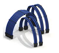 LINKUP - AVA 30cm Câble d’Extension PSU w/Manchon | Conception Personnalisable l’Alimentation GPU | Tressés w/Kit Peignes pour Câbles | 1x24P (20+4)| 2x8P (4+4) CPU| 2x8P (6+2) GPU| 300mm Bleu Noir