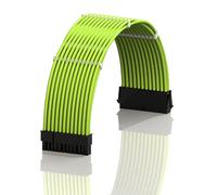 LINKUP - AVA 50cm 24-Broches ATX (20+4) pour Carte mère Câble d'extension d'alimentation PSU tressé et gainé avec Peignes | Conception Robuste et Rigide | Pack Individuel | 500mm - Vert