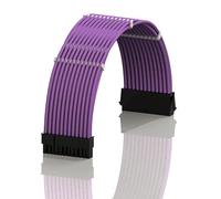 LINKUP - AVA 50cm 24-Broches ATX (20+4) pour Carte mère Câble d'extension d'alimentation PSU tressé et gainé avec Peignes | Conception Robuste et Rigide | Pack Individuel | 500mm - Violet