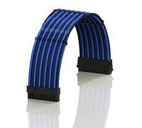 LINKUP - AVA 50cm 24-Broches ATX (20+4) pour Carte mère Câble d'extension d'alimentation PSU tressé et gainé avec Peignes | Conception Robuste et Rigide | Pack Individuel | 500mm - Bleu Noir