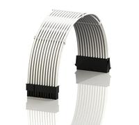 LINKUP - AVA 50cm 24-Broches ATX (20+4) pour Carte mère Câble d'extension d'alimentation PSU tressé et gainé avec Peignes | Conception Robuste et Rigide | Pack Individuel | 500mm - Blanc