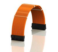 LINKUP - AVA 50cm 24-Broches ATX (20+4) pour Carte mère Câble d'extension d'alimentation PSU tressé et gainé avec Peignes | Conception Robuste et Rigide | Pack Individuel | 500mm - Orange