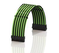 LINKUP - AVA 50cm 24-Broches ATX (20+4) pour Carte mère Câble d'extension d'alimentation PSU tressé et gainé avec Peignes | Conception Robuste et Rigide | Pack Individuel | 500mm - Vert Noir