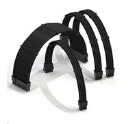 LINKUP - AVA 50cm 4 Paquets Câble d’Extension PSU w/Manchon| Conception Personnalisable l’Alimentation GPU| Tressés w/Kit Peignes pour Câbles| 1x24P (20+4)| 1x8P (4+4) CPU| 2x8P (6+2) GPU| 500mm Noir