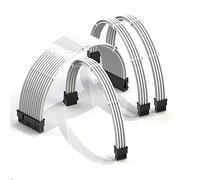 LINKUP - AVA 50cm 4 Paquets Câble d’Extension PSU w/Manchon| Conception Personnalisable l’Alimentation GPU| Tressés w/Kit Peignes pour Câbles| 1x24P (20+4)| 1x8P (4+4) CPU| 2x8P (6+2) GPU|500mm Blanc