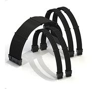 LINKUP - AVA 50cm 5 Paquets Câble d’Extension PSU w/Manchon| Conception Personnalisable l’Alimentation GPU| Tressés w/Kit Peignes pour Câbles| 1x24P (20+4)| 2x8P (4+4) CPU| 2x8P (6+2) GPU| 500mm Noir