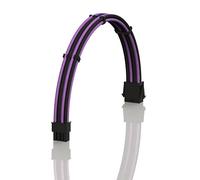 LINKUP - AVA 50cm 8-Broches (4+4) CPU ATX Carte Mère Alimentation PSU Câble d'Extension Tressé Manchon Personnalisé Mod PC avec Peignes | Pack Unique | 500mm - Violet Noir