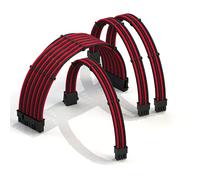 LINKUP - AVA 50cm Câble d’Extension PSU w/Manchon | Conception Personnalisable l’Alimentation GPU | Tressés w/Kit Peignes pour Câbles | 1x24P (20+4) | 1x8P (4+4) CPU| 2x8P (6+2) GPU| 500mm Rouge Noir