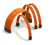 LINKUP - AVA 50cm Câble d’Extension PSU w/Manchon | Conception Personnalisable l’Alimentation GPU | Tressés w/Kit Peignes pour Câbles | 1x24P (20+4) | 1x8P (4+4) CPU | 2x8P (6+2) GPU | 500mm - Orange