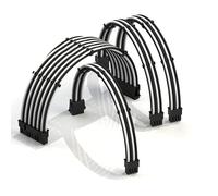 LINKUP - AVA 50cm Câble d’Extension PSU w/Manchon | Conception Personnalisable l’Alimentation GPU | Tressés w/Kit Peignes pour Câbles | 1x24P (20+4) | 1x8P (4+4) CPU| 2x8P (6+2) GPU| 500mm Blanc Noir