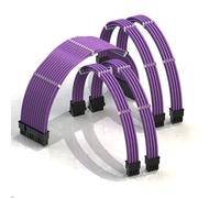 LINKUP - AVA 50cm Câble d’Extension PSU w/Manchon | Conception Personnalisable l’Alimentation GPU | Tressés w/Kit Peignes pour Câbles | 1x24P (20+4) | 2x8P (4+4) CPU | 2x8P (6+2) GPU | 500mm - Violet