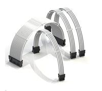 LINKUP - AVA 50cm Câble d’Extension PSU w/Manchon | Conception Personnalisable l’Alimentation GPU | Tressés w/Kit Peignes pour Câbles | 1x24P (20+4) | 1x8P (4+4) CPU | 2x8P (6+2) GPU | 500mm - Blanc